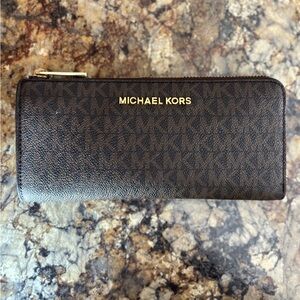 Michael Kors Chocolate Brown Wallet with Gold Accents